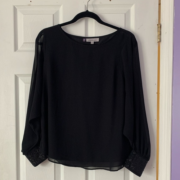 Chiffon Top with Sequin Cuffs - Picture 1 of 2